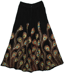 Peacock Pacifika Black Sequin Long Skirt