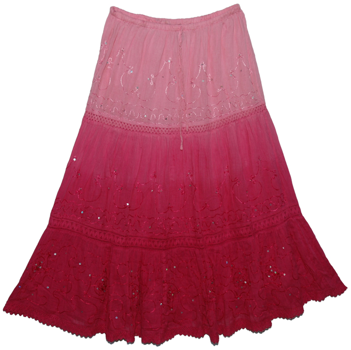 Autumn Pink Long XL Cotton Skirt