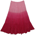 Autumn Pink Long XL Cotton Skirt