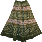 Thatch Green Bohemian Sequin Long Skirt