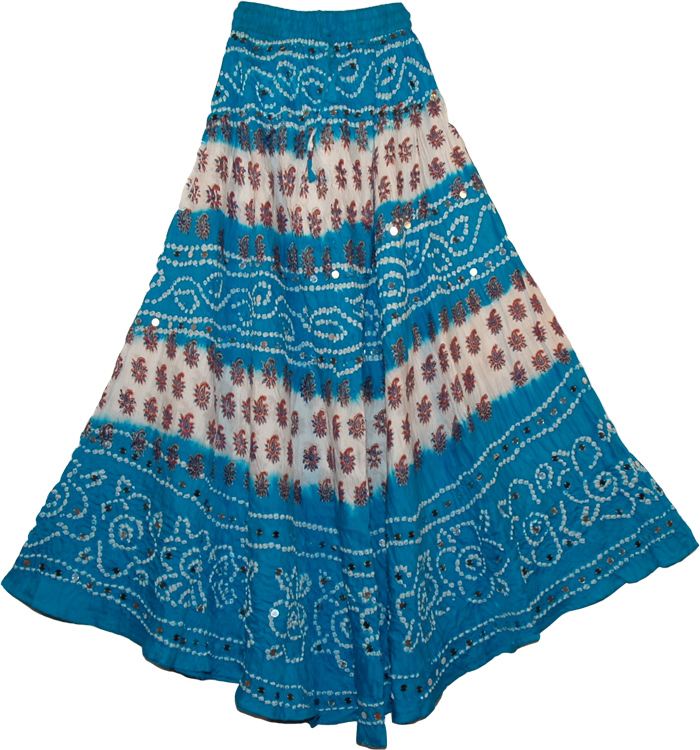 Venice Blue Bohemian Sequin Long Skirt