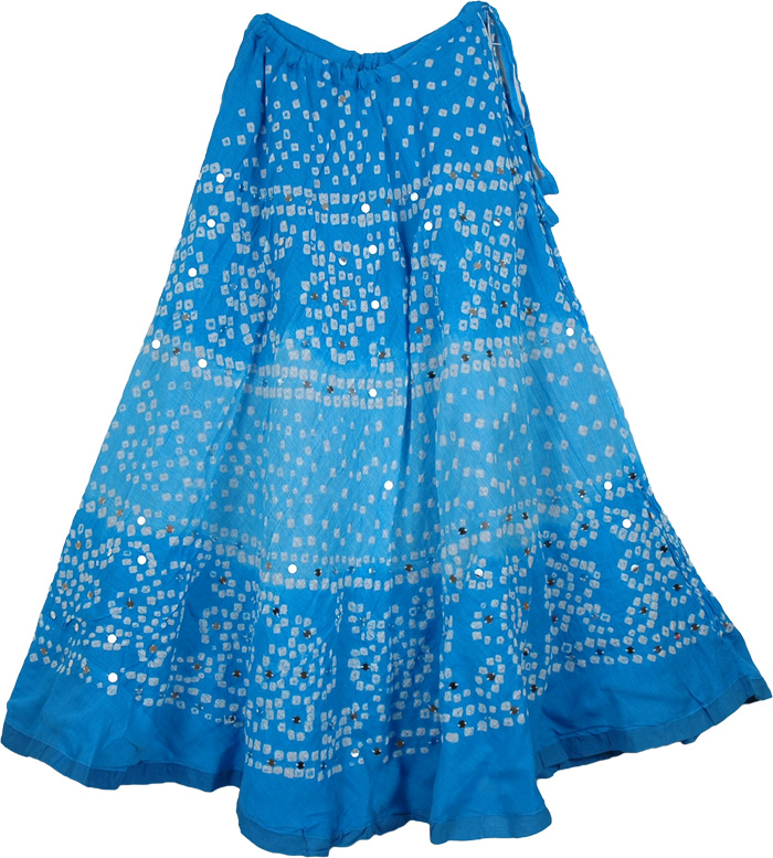 Cotton Tie Dye Long Skirt in Refreshing Blue Magic