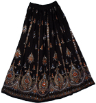 Voyager Black Sequin Long Skirt