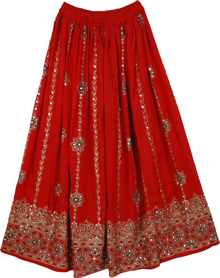 Milano Red Sequin Party Skirt