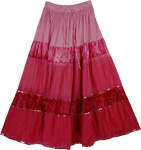 Vintage Velvet Classic Long Skirt in Pink