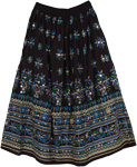 Heavenly Long Black Sequin Skirt Blue Purple