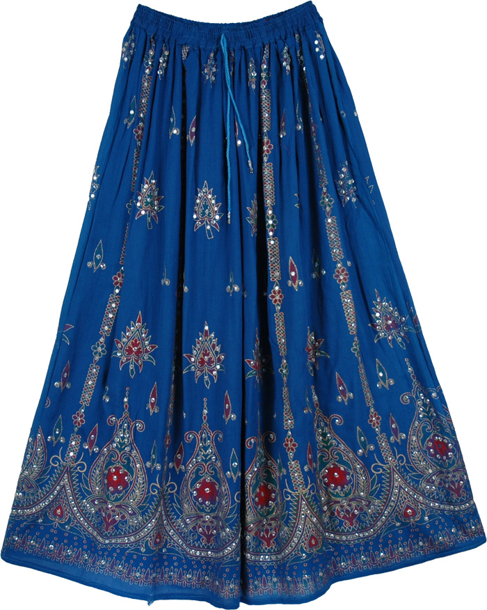Catalina Blue Temple Dance Sequin Skirt