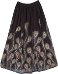 Peacock Ruby Sequined Black Long Skirt