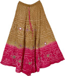 Pink Brown Ethnic Tie Dye Long Skirt [2846]