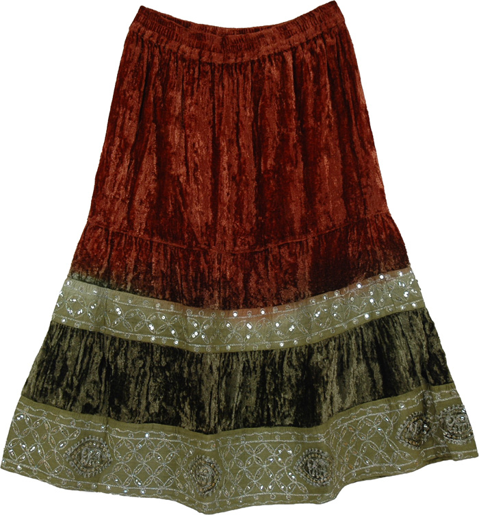 Canyon Decorated Velvet Skirt