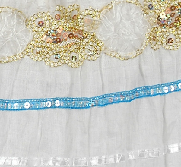 White Gold Blue Ribbon Long Skirt