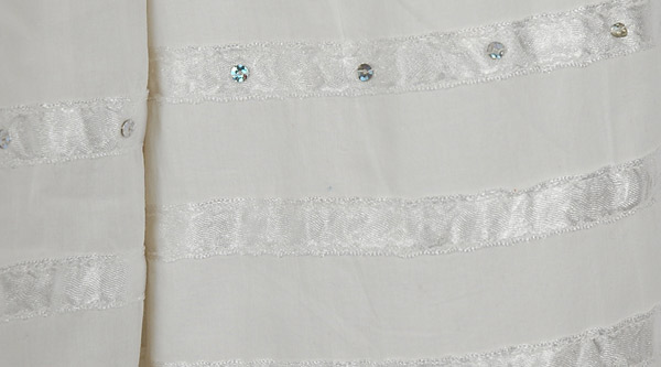 White Summer Cotton Long Skirt with Ribbons