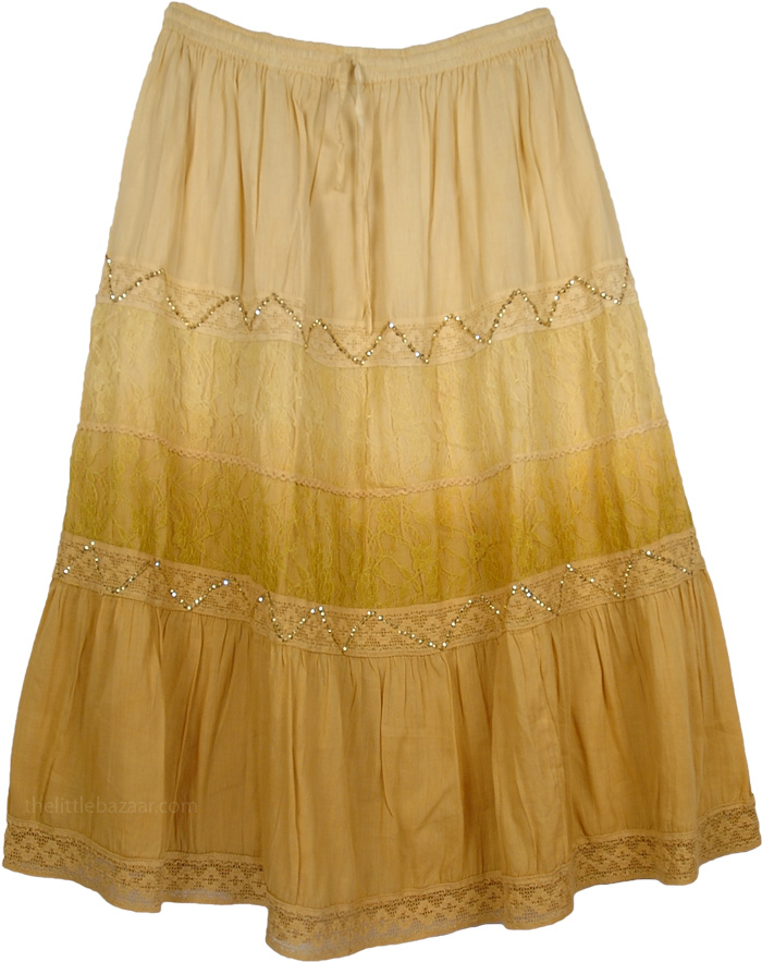 Gold Cape Ombre Long Plus Size Skirt