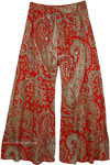 Sequin Paisley Print Cotton Palazzo Pants