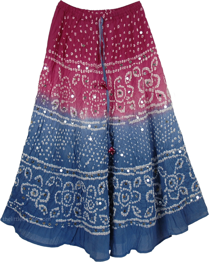 Boho Tie Dye Sequin Long Skirt