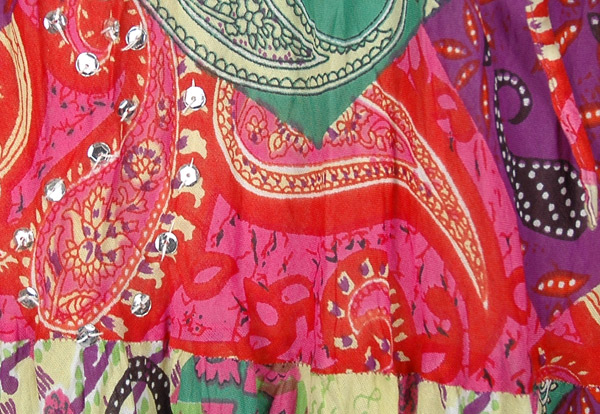 Colorful Skirt with Paisley Print and Sequins