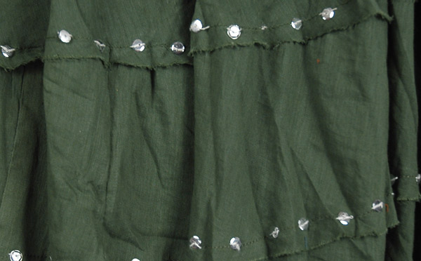 Lunar Green Sequin Tiered Long Cotton Skirt