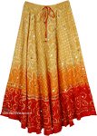 Golden Sunset Tie Dye Cotton Sequin Summer Skirt