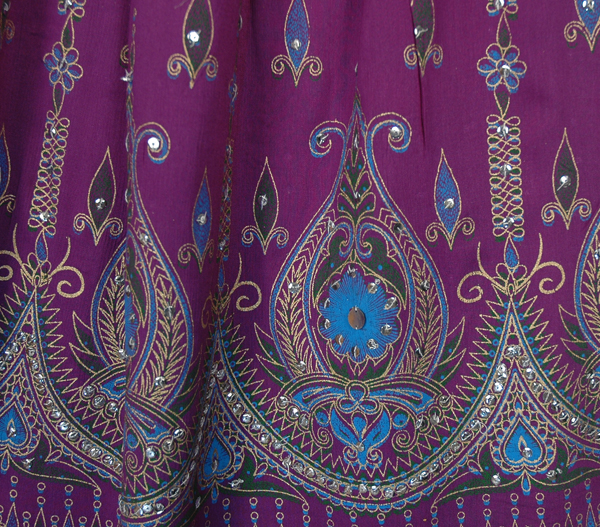 Mauve Celebration Sequined Skirt with Floral Motifs