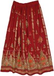 Ethnic Indian Skirt in Red with Motifs and Sequins [8658]