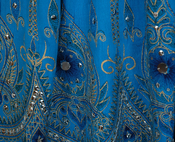Azure Tides Silver Sequins Long Festive Skirt