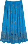 Azure Tides Silver Sequins Long Festive Skirt