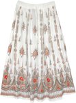 Ethnic Indian Skirt in White with Motifs and Sequins [8662]