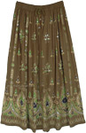 Ethnic Indian Skirt in Henna Green with Motifs and Sequins [8680]