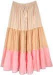 Pastel Feminine Cotton Long Skirt with Sequin and Lace Trims [8737]