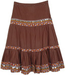 Desert Magic Ethnic Sequin Tiered Long Cotton Skirt