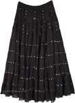 Charcoal Depth Cotton Long Skirt with Sequins [9430]