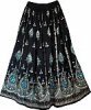 Black Sequin Long Skirt Street Wear with Blue