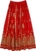 Passion Red Sequin Long Skirt with Elastic Waist