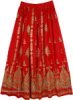 Passion Red Sequin Long Skirt with Elastic Waist