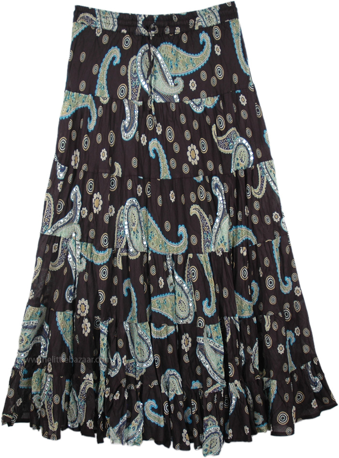 White Paisley Sequined Swamp Skirt