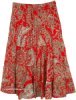 Party Red Beige Paisley Cotton Midi Skirt