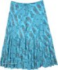 Cotton Tiered Plus Size Sequin Skirt Bright Blue with Paisley Print
