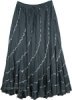 Dark Green Spiral Cut Silver Sequin Holiday Long Cotton Skirt