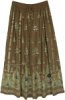 Henna Green Sequined Festive Skirt with Floral Motifs