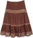 Desert Magic Ethnic Sequin Tiered Long Cotton Skirt