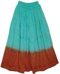 Tapas Aquamarine Brown Cotton Tie Dye Skirt