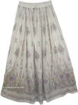 White Sequin Skirt with Purple Motifs