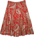 Festive Red Plus Size Bohemian Tiered Cotton Skirt with Sequins