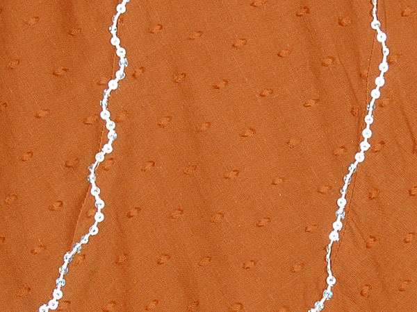 Spiral Cut Long Cotton Skirt Copper Tone with Silver Sequins