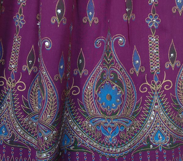 Mauve Celebration Sequined Skirt with Floral Motifs