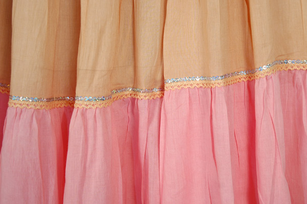Peaches and Cream Fairy Cotton Skirt with Silver Sequins