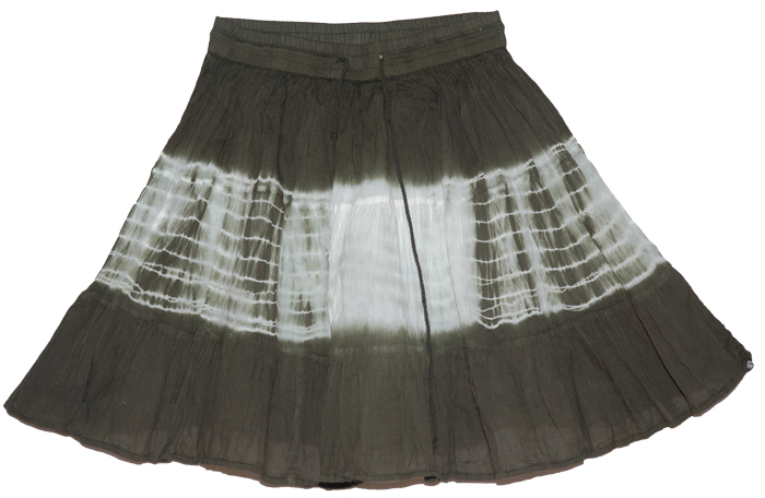 Black White Cotton Crinkled Short Skirt