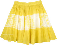 Sun Yellow and White Tie Dye Short Skirt