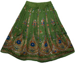 Bohemian Green Sequin Short Skirt