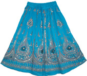 Blue Sequin Short Skirt